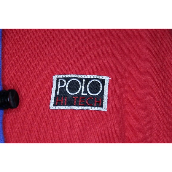 Vtg Polo Ralph Lauren Hi Tech Hoodie Hooded Sweatshirt Red Men's Medium H10242 - Picture 7 of 15